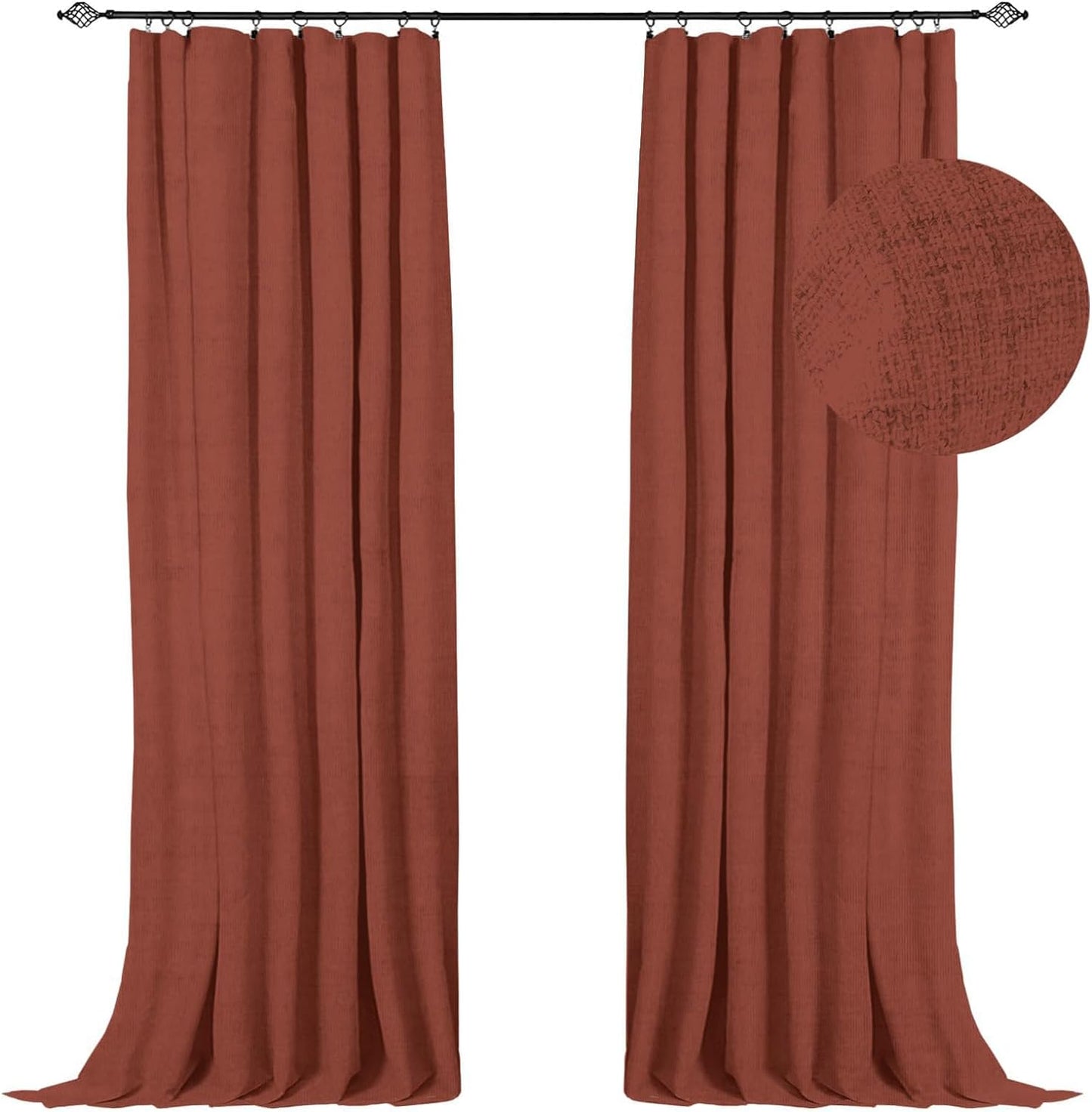 100% Blackout Shield Blackout Curtains for Bedroom 84 Inch Length 2 Panels Set, Clip Rings/Rod Pocket Faux Linen Blackout Curtains, Thermal Insulated Curtains for Living Room, Beige, 50Wx84L  100% Blackout Shield 19 Terracotta 50''W X 96''L 