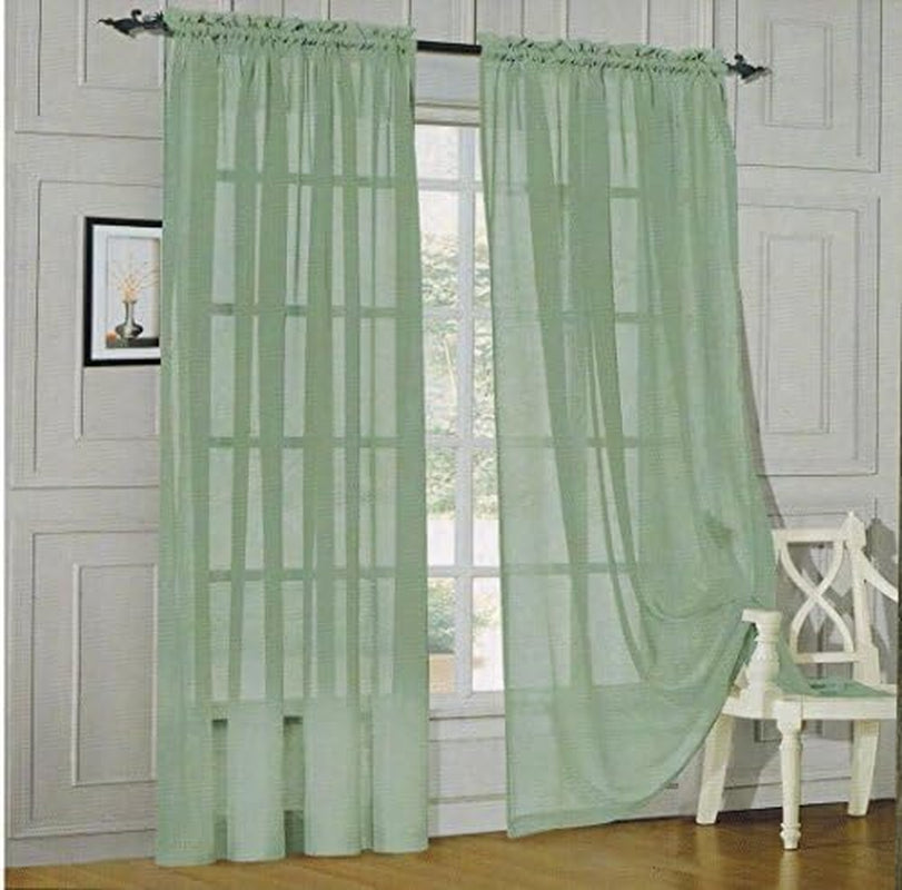 Elegant Comfort 2-Piece Sheer Panel with 2Inch Rod Pocket - Window Curtains 60-Inch Width X 84-Inch Length - Light Blue  Elegant Comfort Sage 60X84 