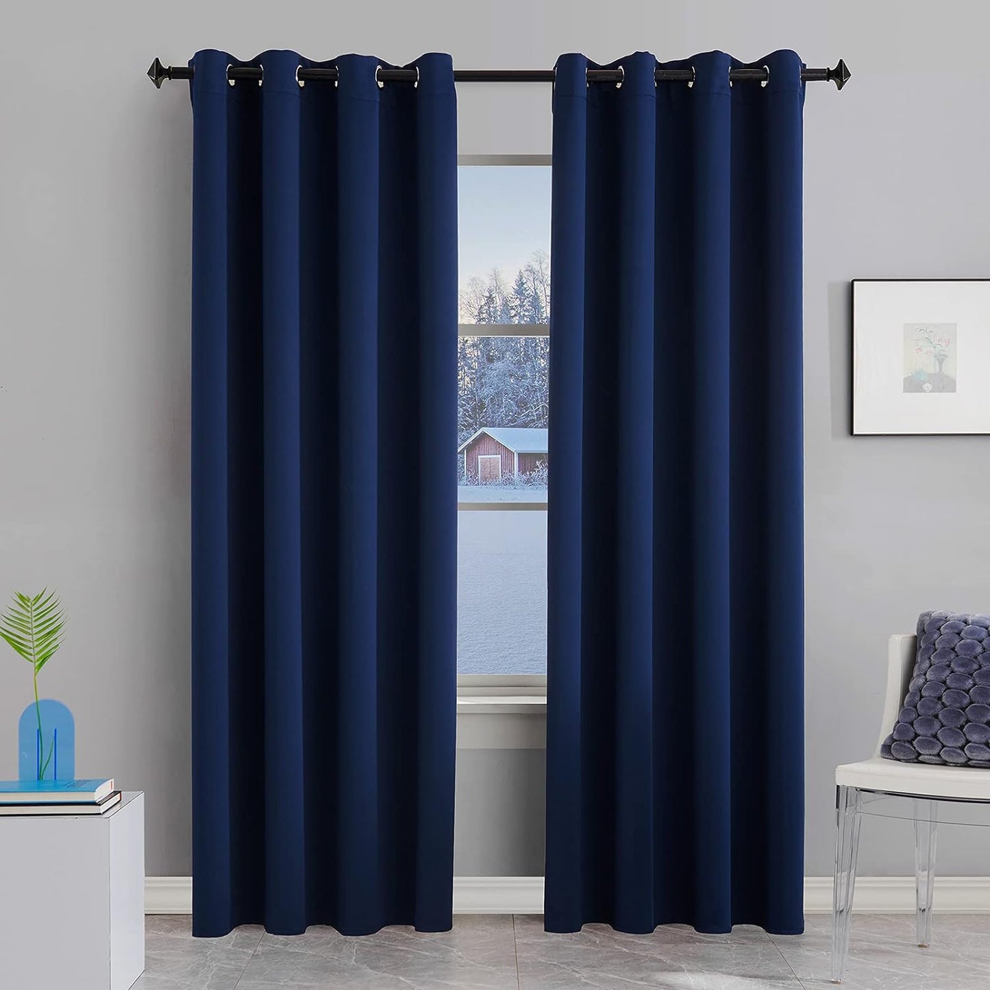 BERSWAY 99% Blackout Curtains & Drapes Panels 84 Inches Darkening Curtains - Thermal Insulated Curtain for Bedroom-Red 84 Inches Long Grommet Window Curtain 2 Panels Set,W 52" X L 84"  BERSWAY Blue 52"Wx63"L 