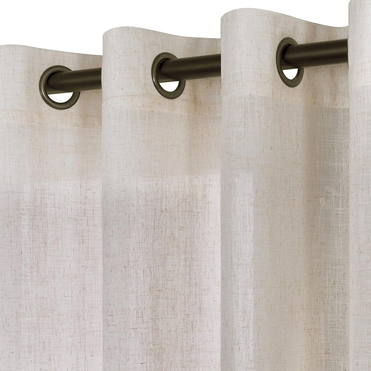 KOUFALL Linen Grommet Curtains for Living Room,Semi Sheer Boho Farmhouse Neutral Cream Curtain Drapes with Bronze Grommets,Room Curtains for Bedroom Window Set of 2 Panels 84 Length  KOUFALL TEXTILE Linen 52X84 