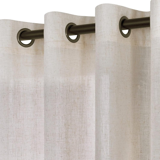 KOUFALL Beige Rustic Country Curtains for Living Room 84 Inches Long Flax Linen Bronze Grommet Tan Sand Color Solid Faux Linen Curtains for Bedroom Sliding Glass Patio Door 2 Panels  KOUFALL TEXTILE Linen 52X86 
