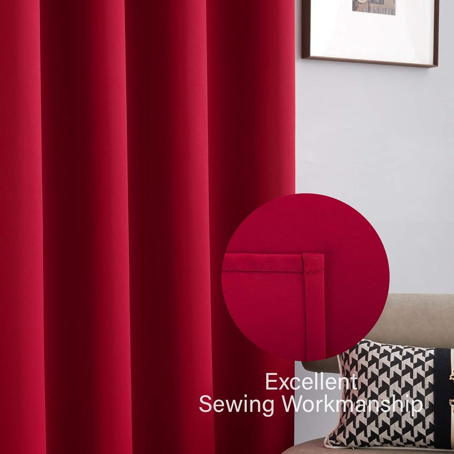 BERSWAY 99% Blackout Curtains & Drapes Panels 84 Inches Darkening Curtains - Thermal Insulated Curtain for Bedroom-Red 84 Inches Long Grommet Window Curtain 2 Panels Set,W 52" X L 84"  BERSWAY   