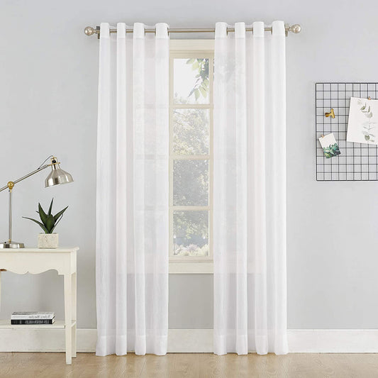 No. 918 Erica Crushed Sheer Voile Grommet Curtain Panel 84.00" X 51.00"  No. 918 White 51" X 95" Panel 