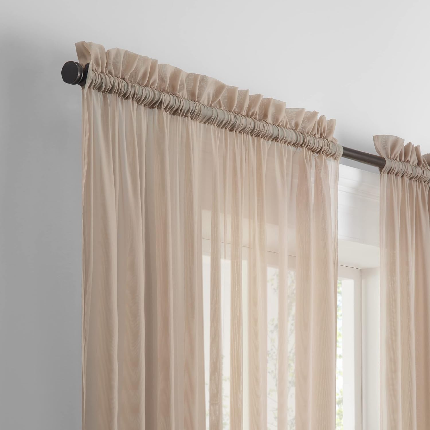 Pairs to Go Victoria Voile Modern Sheer Rod Pocket Window Curtains for Living Room (2 Panels), 59 in X 84 In, Taupe  Ellery Homestyles   