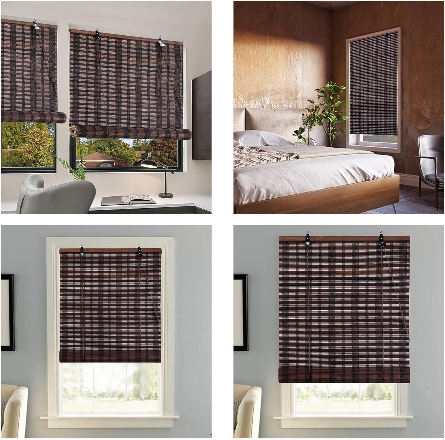 Bamboo Roman Window Blinds Sun Shades, Light Filtering Roller Shades,Any Size 24-72 Wide and 72 High (Dark Brown, 48 * 72)