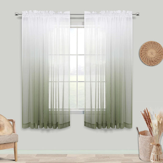 KOUFALL Sage Green Curtains 63 Inch Length for Living Room,2 Panel Set Rod Pocket Boho Curtains for Bedroom 63 Inches Long  KOUFALL TEXTILE Sage Green 52X63 