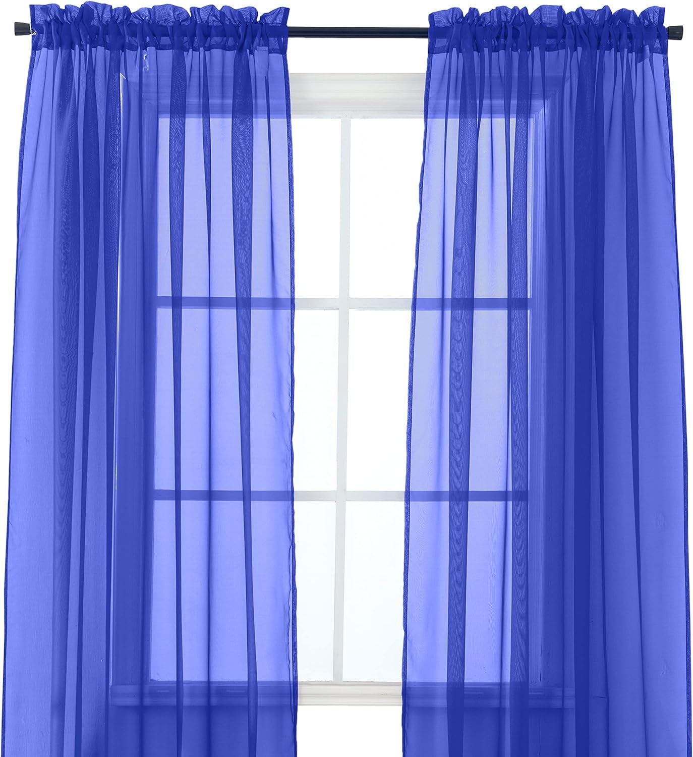 Elegant Comfort 2-Piece Sheer Panel with 2Inch Rod Pocket - Window Curtains 60-Inch Width X 84-Inch Length - Light Blue  Elegant Comfort Neon Blue 40" X 84" 