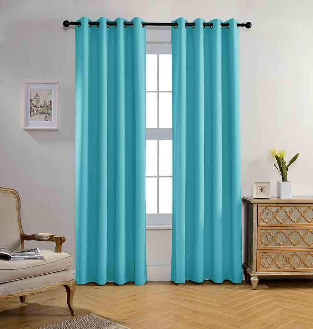 MIUCO Blackout Curtains Room Darkening Curtains Textured Grommet Curtains for Window Treatment 2 Panels 52X63 Inch Long Teal  MIUCO Turquoise 52X84 Inch 