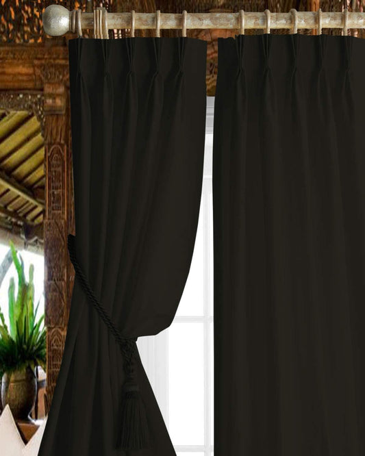Magic Drapes Black Curtains Blackout Pinch Pleated Drapes for Traverse Rods Thermal Insulated Room Darkening Window Treatment Panel for Living Room, Bedroom, Patio Door W(26"+26") L84 (2 Panels)  Magic Drapes   
