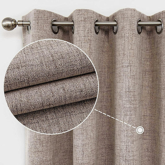 CUCRAF 100% Blackout Window Curtains for Bedroom Noise Reducing,Thermal Insulated Room Darkening Grommet Drapes for Living Room,2 Panels Sets(52 X 95 Inches, Light Khaki)  CUCRAF Light Khaki 52 X 54 Inches 