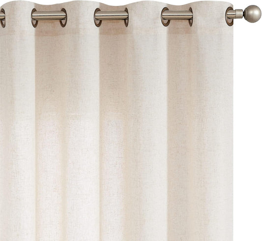 Jinchan Linen Beige Curtain 100 Inch Extra Wide for Patio Sliding Glass Door Room Divider Farmhouse Grommet Top Light Filtering Window Drape for Bedroom 100X84 Crude 1 Panel  CKNY HOME FASHION *Crude W100 X L108 