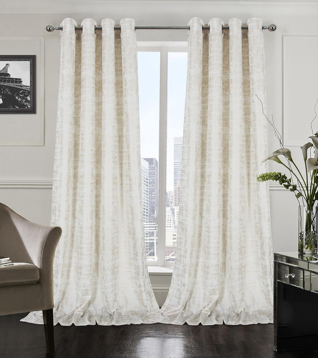 Always4U Soft Velvet Curtains 95 Inch Length Luxury Bedroom Curtains Gold Foil Print Window Curtains for Living Room 1 Panel White  always4u White (Gold Print) 2 Panels: 52''W*120''L 