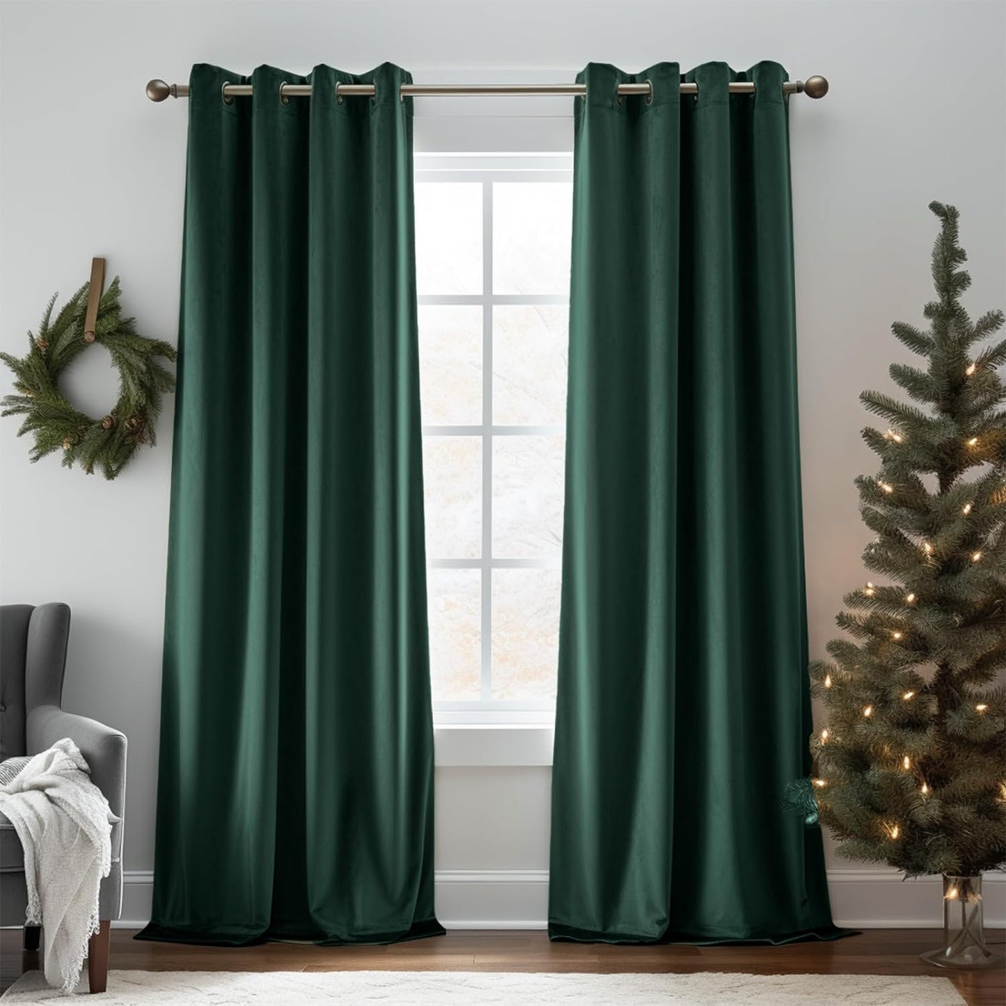 Lazzzy Brown Velvet Blackout Curtain Thermal Insulated Curtain Soft Luxury Noise Reducing Velvet Window Drape for Kids Bedroom Living Room Darkening Drape 96 Inch Long 1 Panel Gold Brown  TOPICK *Grommet | Emerald Green W52 X L96 