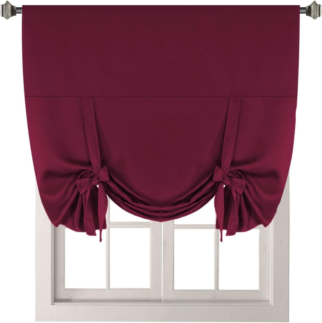 H.VERSAILTEX Tie up Curtain Thermal Insulated Room Darkening Rod Pocket Valance for Bedroom (Coral, 1 Panel, 42 Inches W X 63 Inches L)  H.VERSAILTEX Burgundy W42" X L63" 1-Pack 
