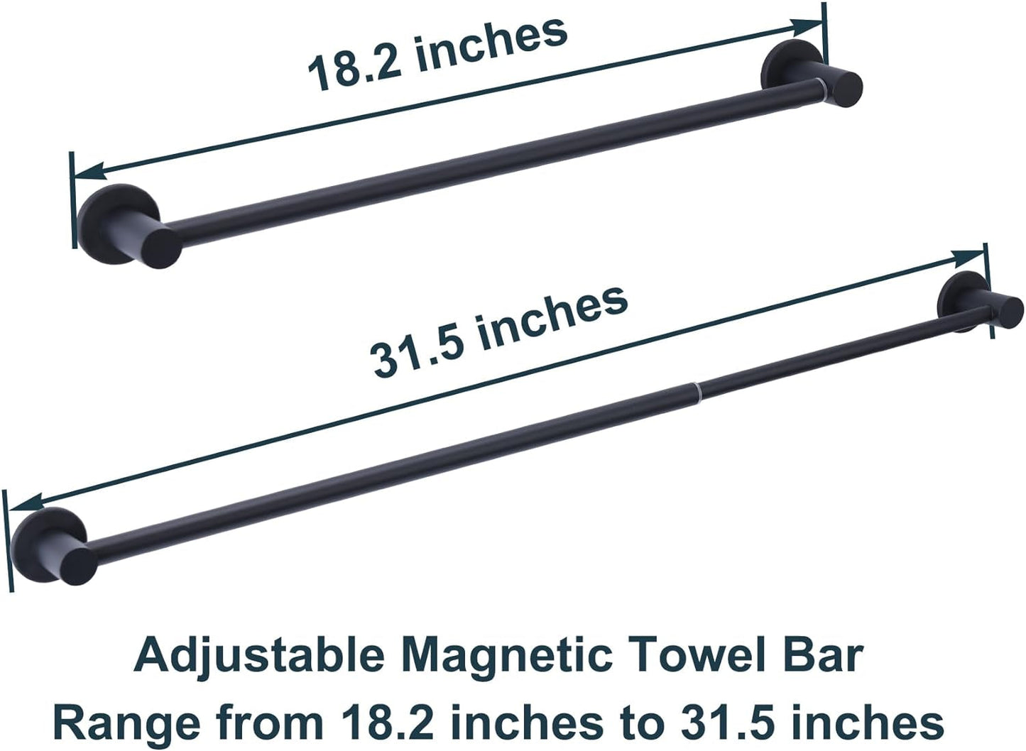 Adjustable Magnetic Towel Bar Holder for Refrigerator, Magnet Classroom Flip Calendar Chart Rod for Whiteboard, Fridge Top Guard Rack Stop Items from Falling, 18-31.5 Inches, Black