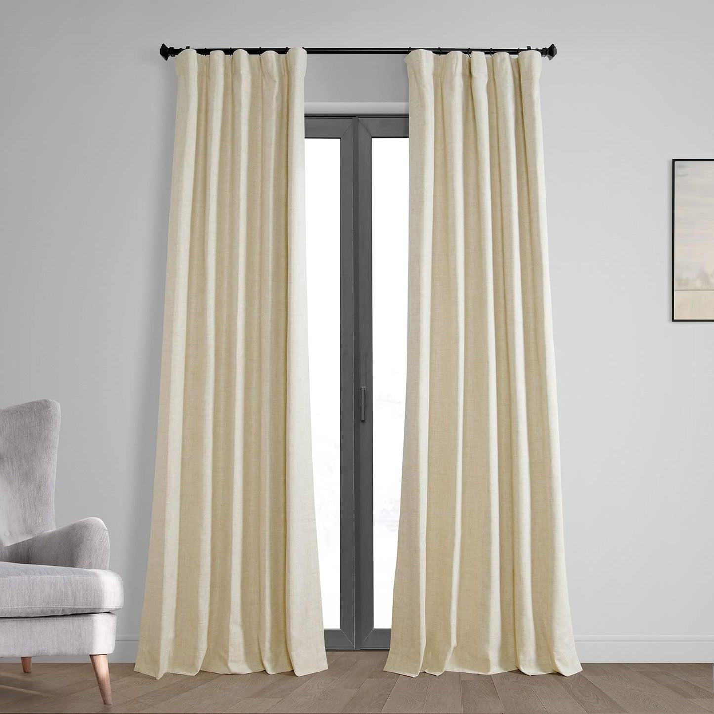 HPD Half Price Drapes Vintage Blackout Curtains for Bedroom - 96 Inches Long Thermal Cross Linen Weave Full Light Blocking 1 Panel Blackout Curtain, (50W X 96L), Millennial Grey  Exclusive Fabrics & Furnishings Natural Light Beige 50W X 108L 
