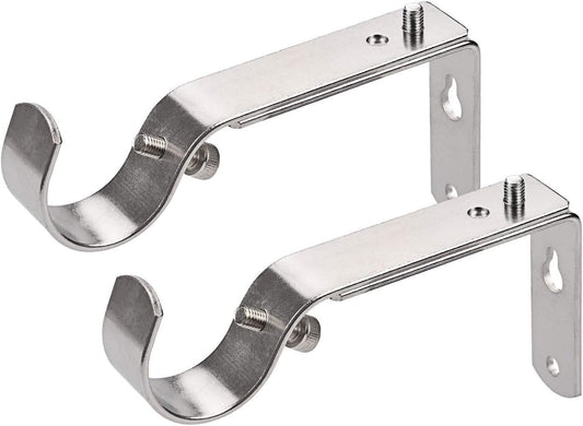 Curtain Rod Bracket Set of 2 for 1 or 1 1/8 Inch Rods , Adjustable-Satin Nickel