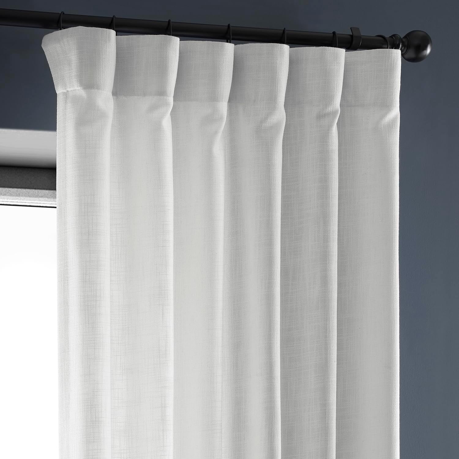 HPD Half Price Drapes Semi Sheer Faux Linen Curtains for Bedroom 96 Inches Long Light Filtering Living Room Window Curtain (1 Panel), 50W X 96L, Rice White  EFF   