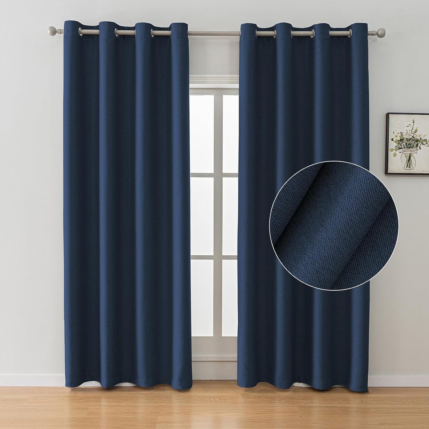 SYSLOON Natural Linen Curtains 72 Inch Length 2 Panels Set,Blackout Curtains for Bedroom Grommet,Thermal Insulated Room Darkening Curtains for Living Room,Long Drapes 42"X72",Beige  SYSLOON Blue 52X96In （W X L） 