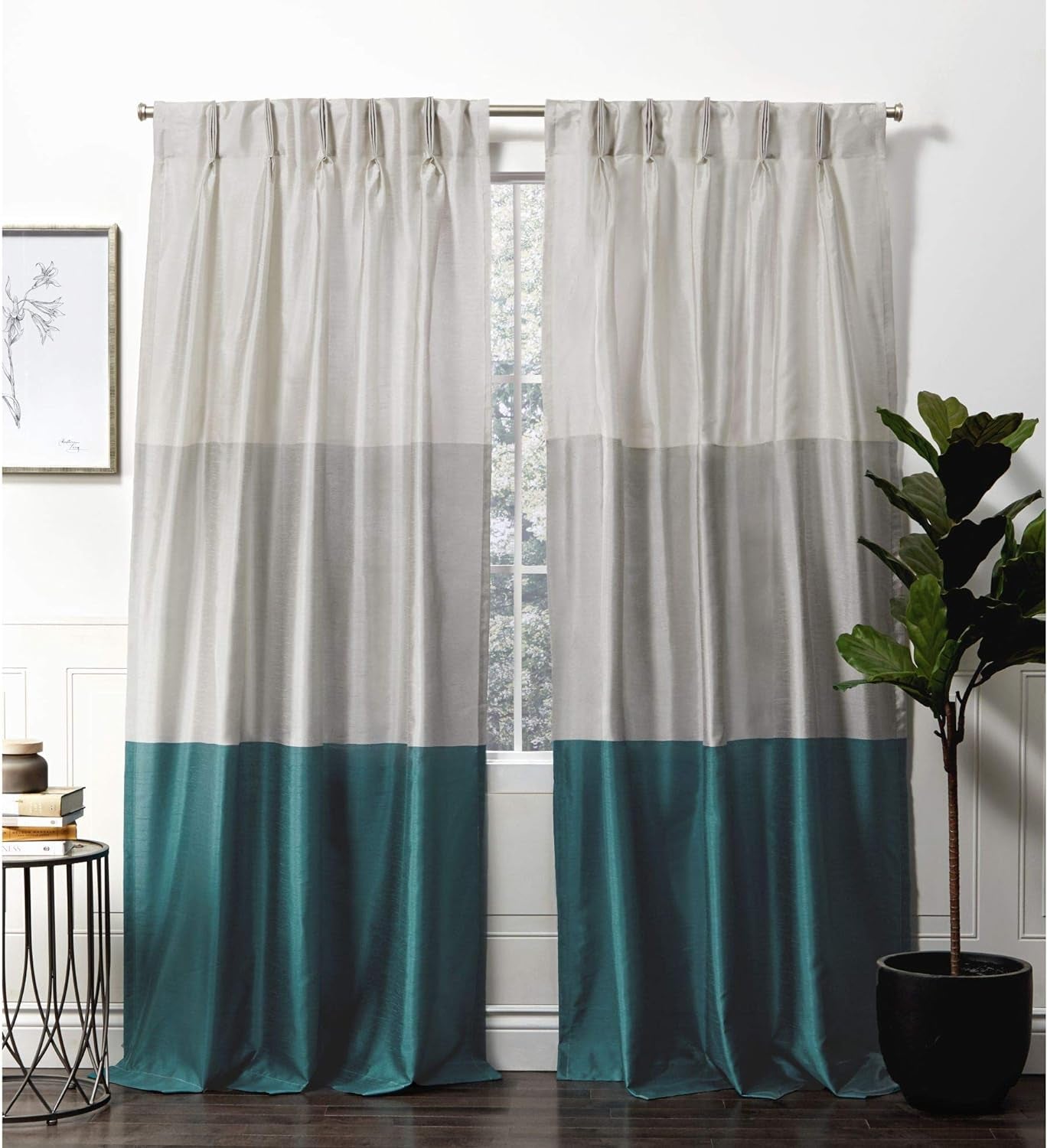Exclusive Home Curtains Chateau Light Filtering Pinch Pleat Curtain Panels, 96" Length, Blush, Set of 2  Exclusive Home Curtains Teal 27X96 