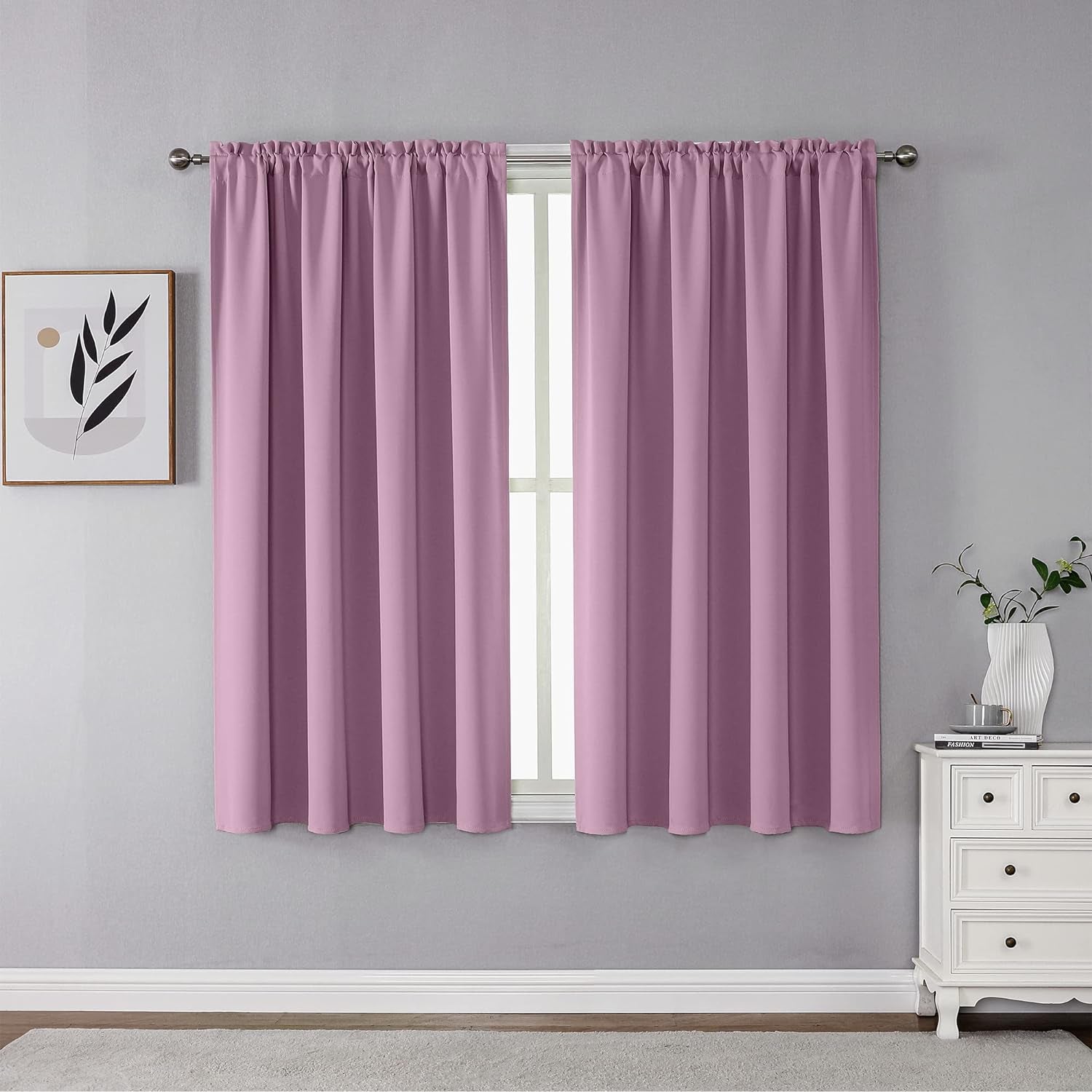 CUCRAF Blackout Curtains 84 Inches Long for Living Room, Light Beige Room Darkening Window Curtain Panels, Rod Pocket Thermal Insulated Solid Drapes for Bedroom, 52X84 Inch, Set of 2 Panels  CUCRAF Light Pink 52W X 54L Inch 2 Panels 