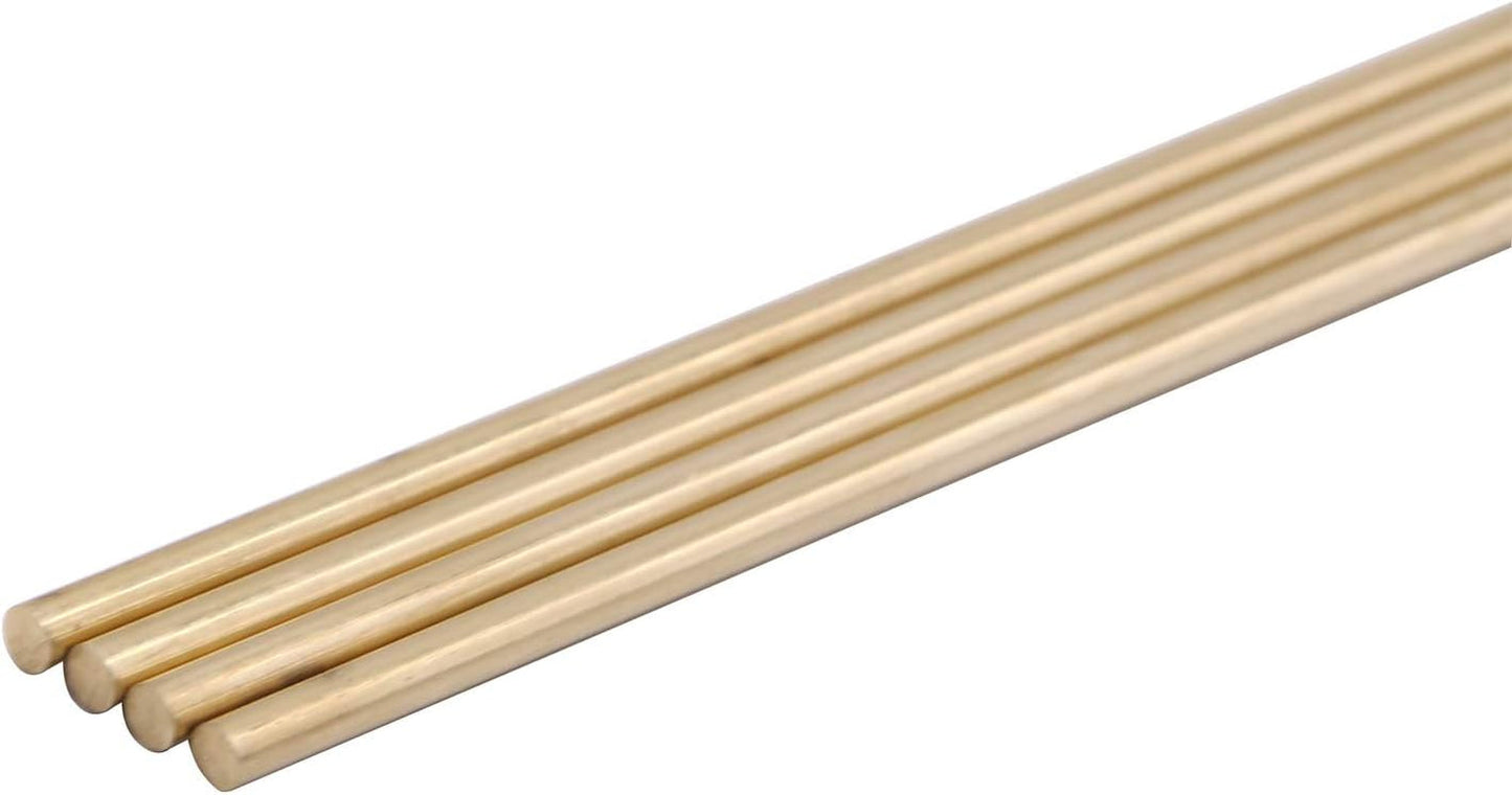 4Pcs Solid round Brass Rod Lathe Bar Stock Kit for DIY Craft Tool, 1/8 Inch in Diameter 12 Inch in Length