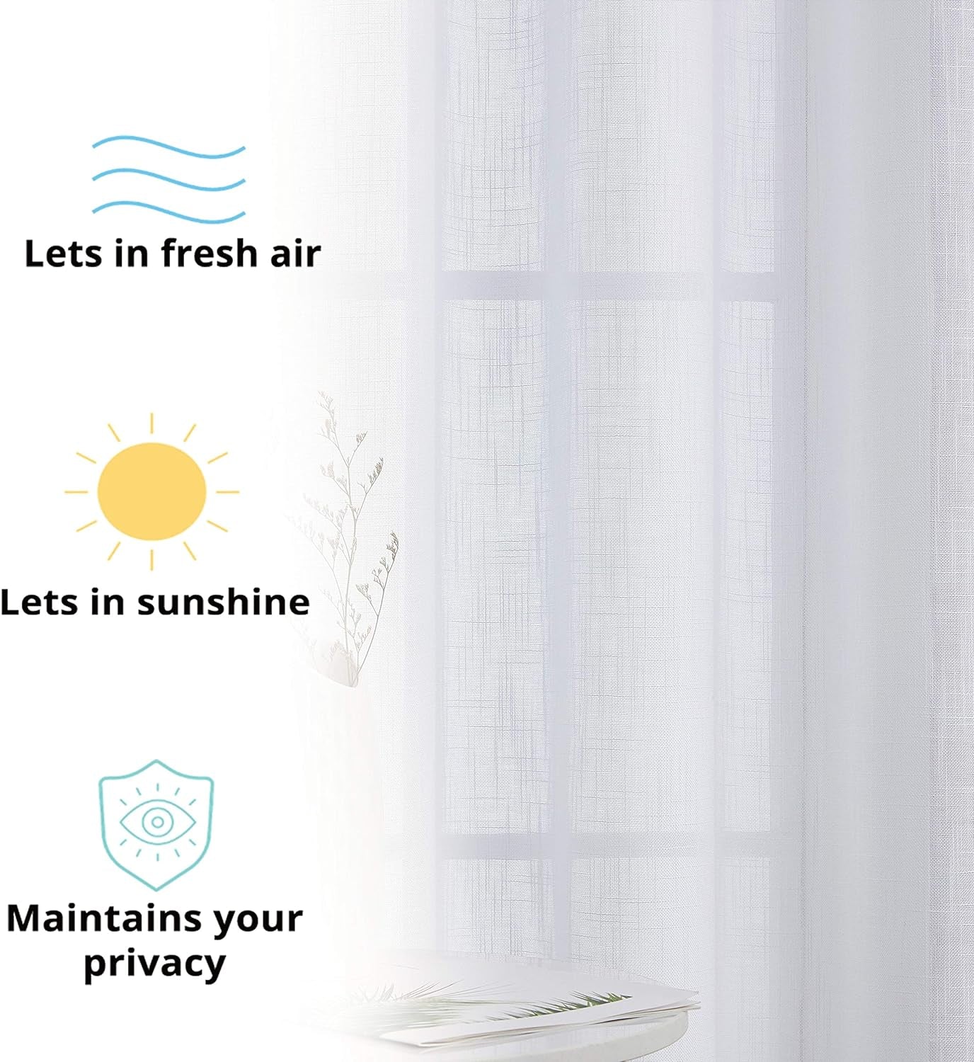 HLC.ME Faux Linen Semi Sheer Extra Wide Light Filtering Patio Door Grommet Curtain Panel for Sliding Glass Doors - White - 100 W X 84 Inch Long  HLC.ME   