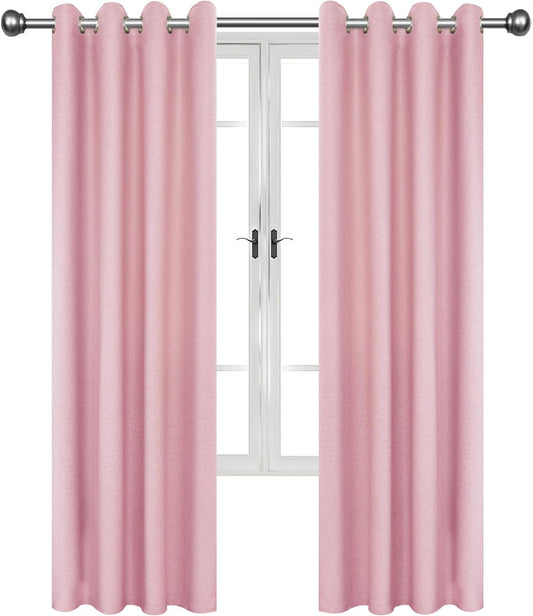 JIVINER Blackout Curtains 84 Inches Long Soundproof Thermal Insulated Curtains/Drapes/Panels for Kid'S Room (Baby Pink, W42 X L84,2 Panels)  JWN E-Commerce Linen Baby Pink W42 X L84 ,2 Panels 