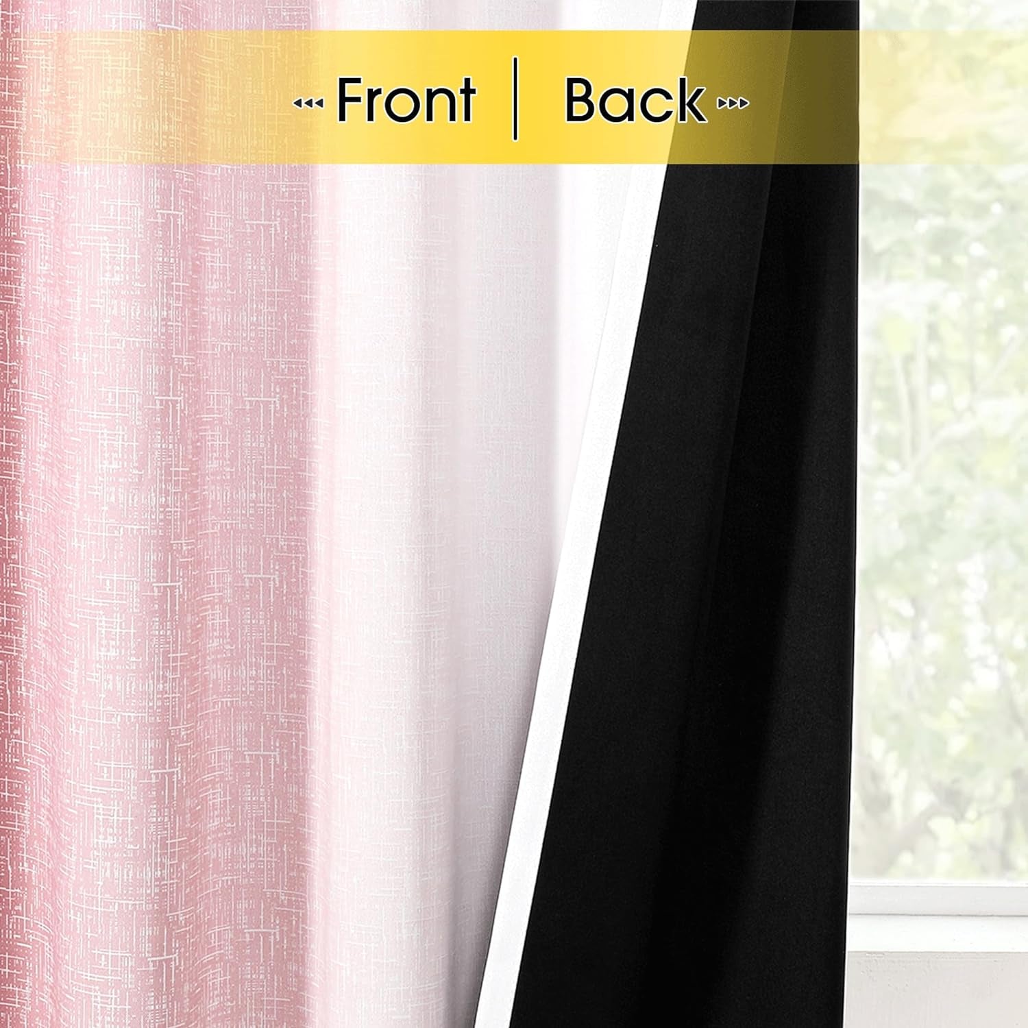 Geomoroccan Ombre 100% Blackout Curtains 84 Inches Long, Pink and White 2 Tone Reversible Window Treatments for Bedroom Living Room, Linen Gradient Print Rod Pocket Drapes 52" W 2 Panel Sets  Geomoroccan   