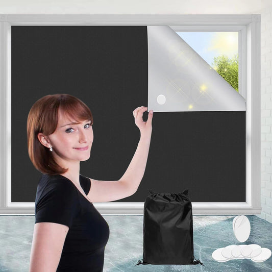 Blackout Shades for Windows (57" X 40") 100% Blackout Material Blackout Blinds-Black Out Blinds for Window Portable Blackout Curtains for Baby Nursery, Bedroom, Office or Travel Use