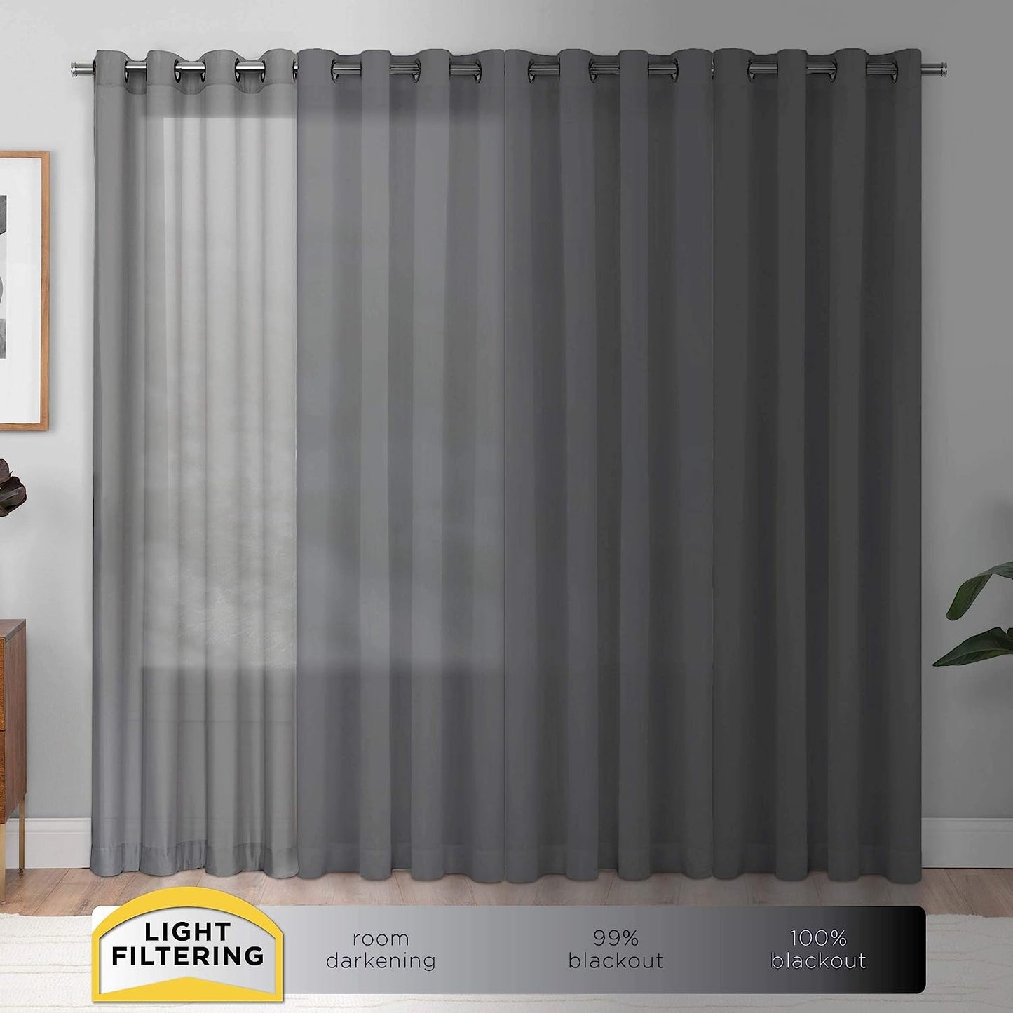 Pairs to Go Victoria Voile Modern Sheer Rod Pocket Window Curtains for Living Room (2 Panels), 59 in X 84 In, Taupe  Ellery Homestyles   