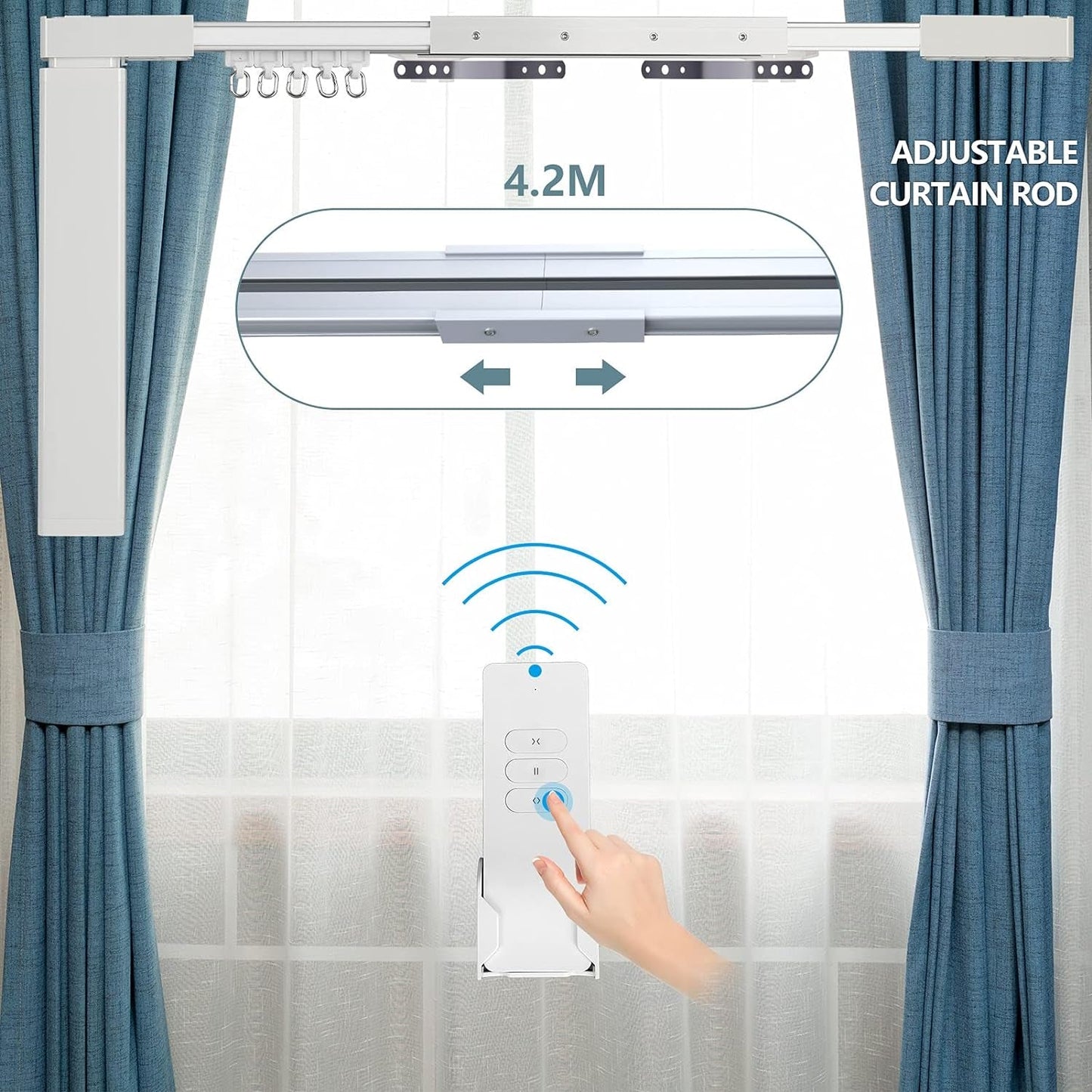 Electric Curtain Tracks 87"-244" Smart Curtains Motorized Opener Curtains Rod with Remote Control (157'')