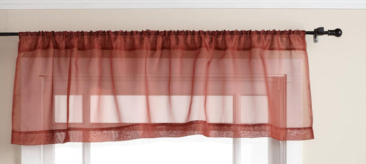 Stylemaster Elegance Sheer Voile Straight Valance, 60" X 14", Cranberry