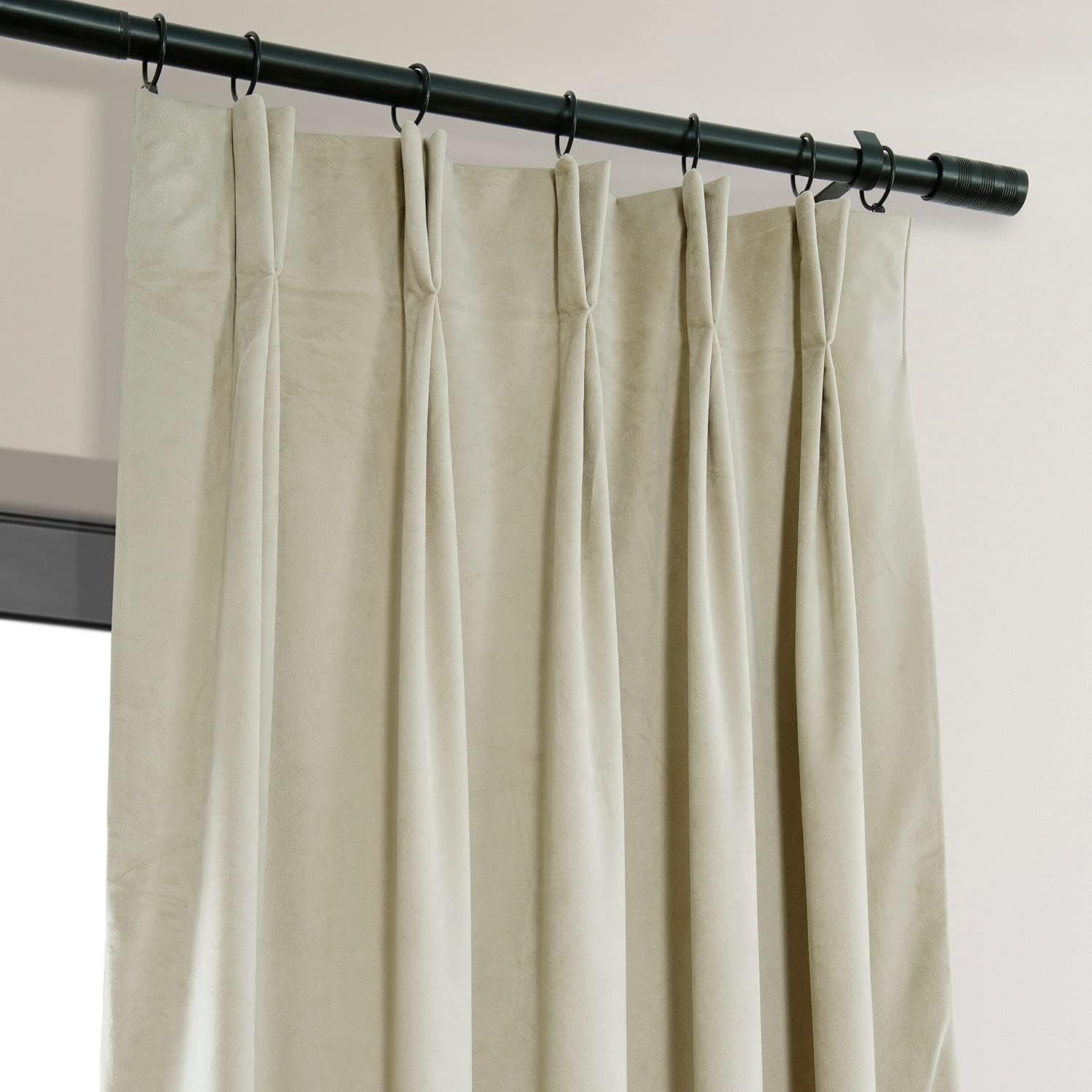 HPD Half Price Drapes Velvet Blackout Curtains/Drapes - 96 Inches Long 1 Panel Blackout Curtain Signature Pleated for Living Room & Bedroom - 25W X 96L, Porcelain White  Exclusive Fabrics & Furnishings   