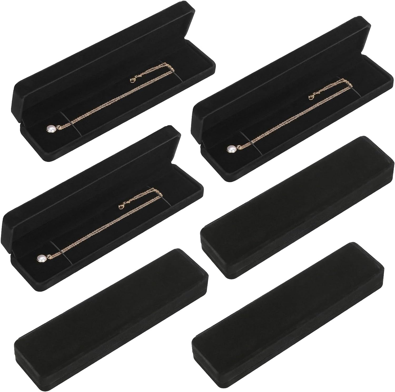 LETURE 6 Pieces Velvet Jewelry Gift Boxes for Necklace Pendant Bracelet Ring Earring, Jewelry Storage Display Case for Christmas Wedding Engagement Birthday Anniversary (Pendant Box STYLE-6PCS)