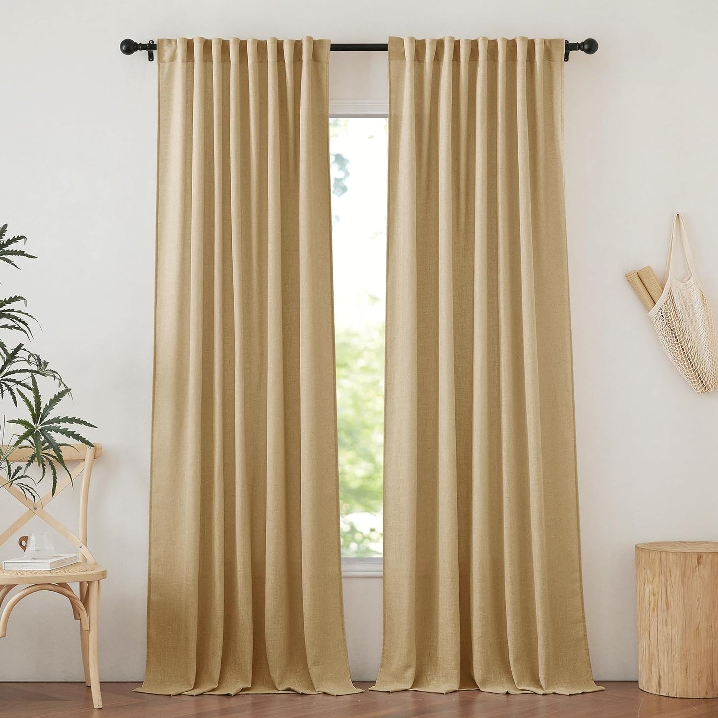NICETOWN White Curtains Sheer - Semi Sheer Window Covering, Light & Airy Privacy Rod Pocket Back Tab Pinche Pleated Drapes for Bedroom Living Room Patio Glass Door, 52 X 63 Inches Long, Set of 2  NICETOWN Brown W52 X L84 