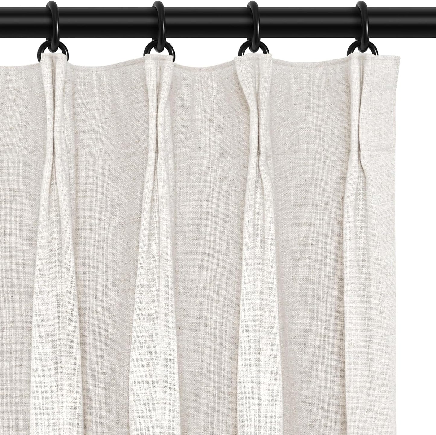 INOVADAY 100% Blackout Curtains for Bedroom, Pinch Pleated Linen Blackout Curtains 96 Inch Length 2 Panels Set, Thermal Room Darkening Linen Curtain Drapes for Living Room, W40 X L96,Beige White  INOVADAY Linen 40"W X 84"L-2 Panels 