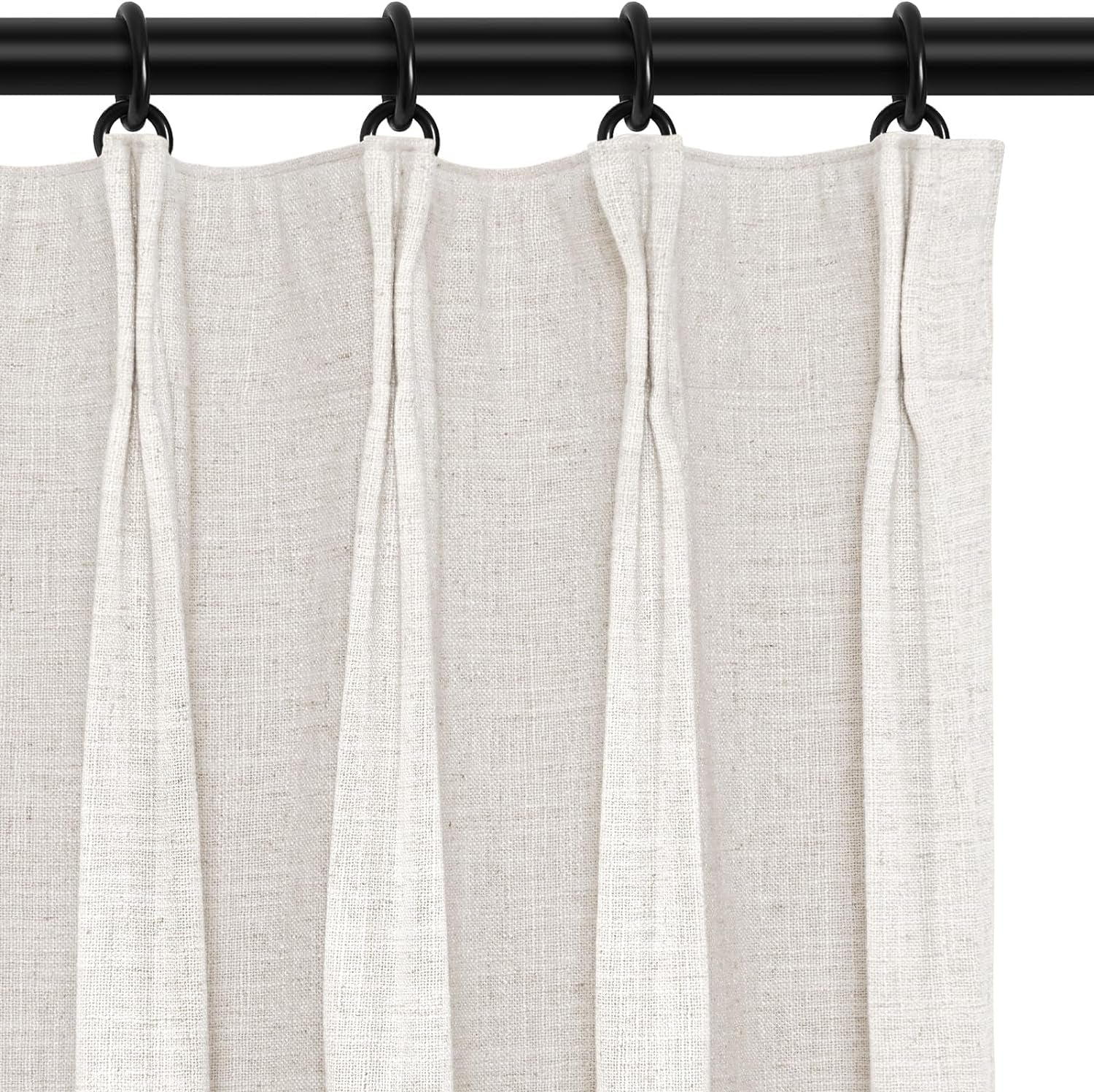 INOVADAY 100% Blackout Curtains for Bedroom, Pinch Pleated Linen Blackout Curtains 96 Inch Length 2 Panels Set, Thermal Room Darkening Linen Curtain Drapes for Living Room, W40 X L96,Beige White  INOVADAY Linen 40"W X 84"L-2 Panels 