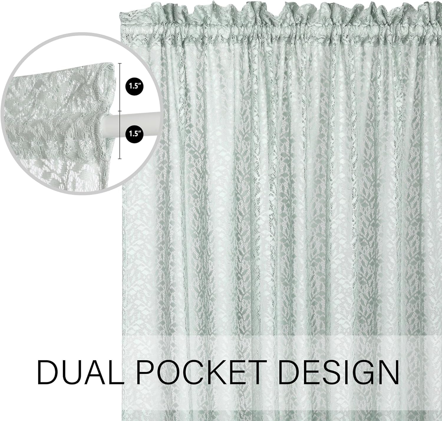 Rloncomix Green Lace French Door Curtain Leaf Branch Knitted Textured Glass Door Curtains Floral Semi Sheer Door Panel for Kitchen Patio Front Door Tieback Included, Single Panel, 52 X 72 Inch  RLoncomix   