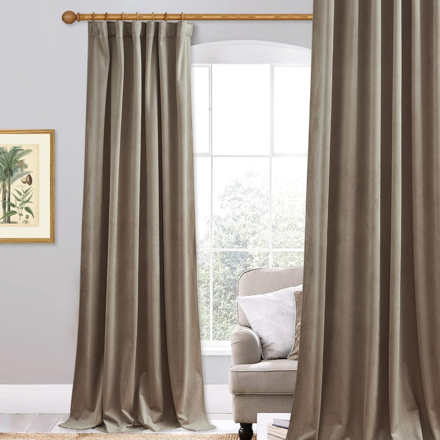 Stangh Navy Blue Velvet Curtains 96 Inches Long for Living Room, Luxury Blackout Sliding Door Curtains Thermal Insulated Window Drapes for Bedroom, W52 X L96 Inches, 1 Panel  StangH Camel Beige W52 X L84 
