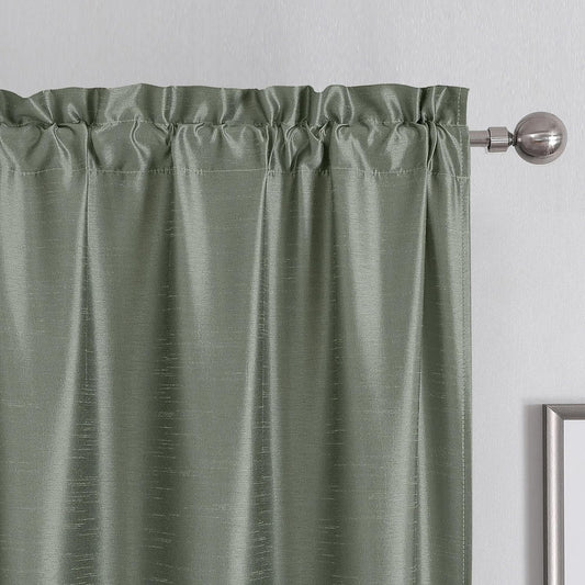 Chyhomenyc Uptown Sage Green Kitchen Curtains 45 Inch Length 2 Panels, Room Darkening Faux Silk Chic Fabric Short Window Curtains for Bedroom Living Room, Each 30Wx45L  Chyhomenyc Sage Green 2X40"Wx72"L 