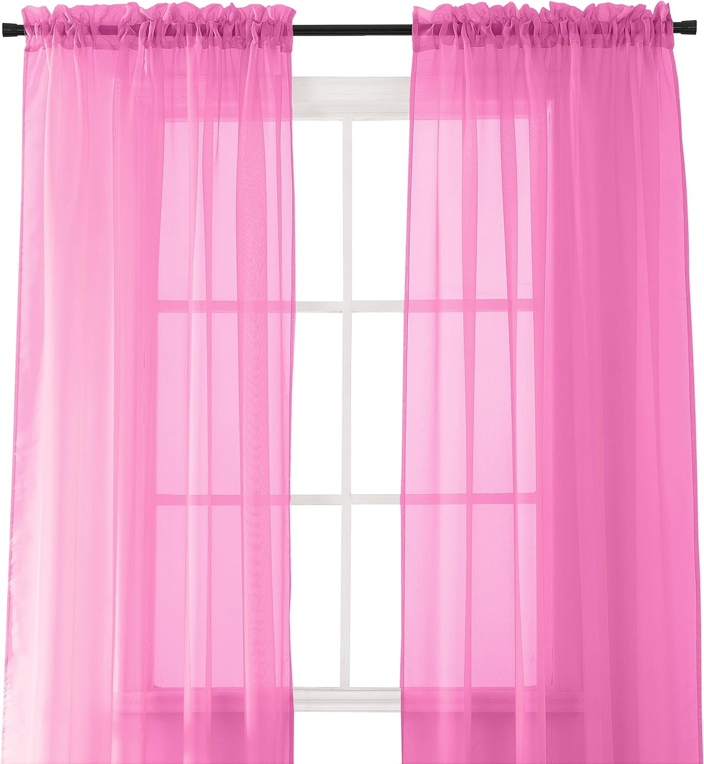 Elegant Comfort 2-Piece Sheer Panel with 2Inch Rod Pocket - Window Curtains 60-Inch Width X 84-Inch Length - Light Blue  Elegant Comfort Hot Pink 40" X 84" 
