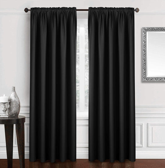 Dreaming Casa Solid Blackout Curtain for Bedroom 96 Inches Long Draperies Window Treatment Black Rod Pocket 2 Panels 52" W X 96" L  Dreaming Casa Black 2X(72" W X 102" L) 