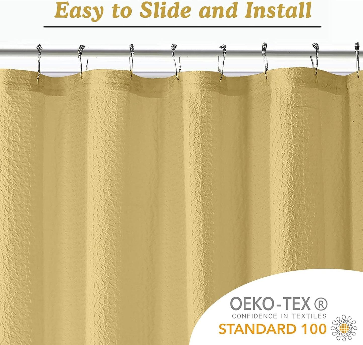 OVZME Yellow Shower Curtain for Bathroom, 3D Embossed Textured Kid'S Shower Curtain, Fabric Washable Heavy Duty Soft Bath Curtain, Modern Bathroom Decor Soft Cloth Shower Curtain, 72" W X 72" L