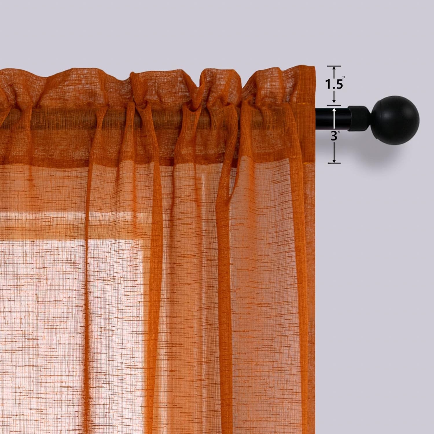Burnt Orange Sheer Curtains 84 Inch Length for Bedroom 2 Panels Pumpkin Thanksgiving Day Rod Pocket Bohemian Semi Sheer Curtain Rustic Light Filtering Boho Curtains for Living Room 84 Inches Long  MRS.NATURALL TEXTILE   
