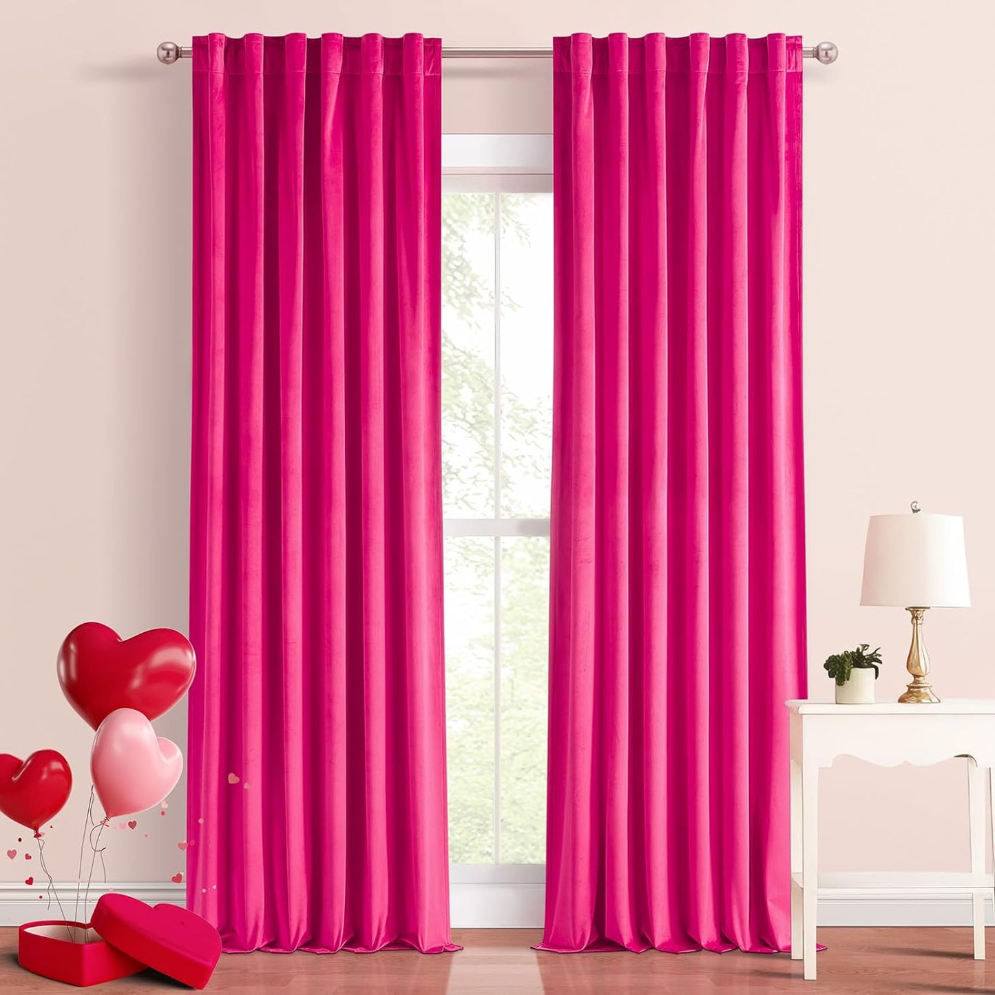 Topfinel Olive Green Velvet Curtains 84 Inches Long for Living Room,Blackout Thermal Insulated Curtains for Bedroom,Back Tab Modern Window Treatment for Living Room,52X84 Inch Length,Olive Green  Top Fine Hot Pink 52" X 84" 