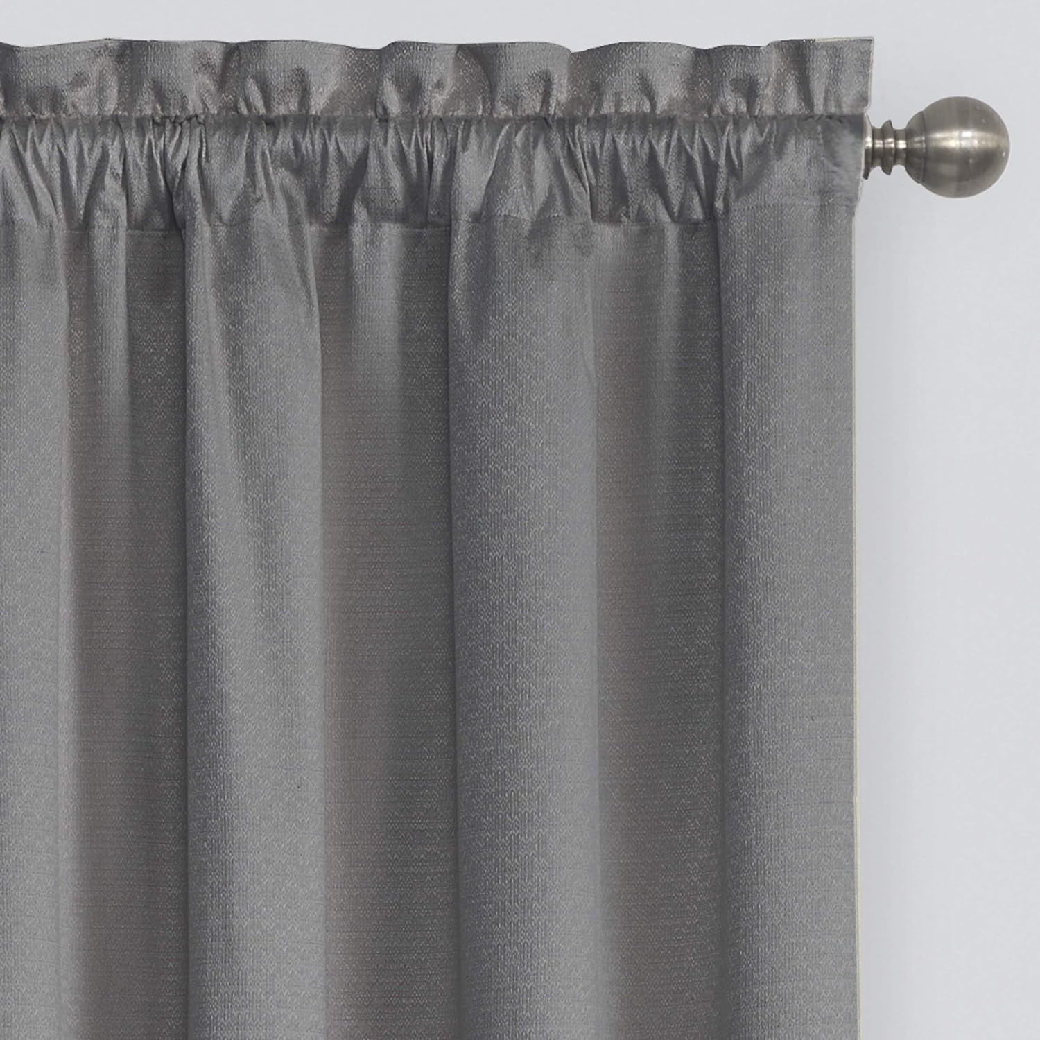 ECLIPSE Canova Blackout Thermaback Window Valance Curtains for Kitchen or Bathroom, 42 in X 21 In, Charcoal