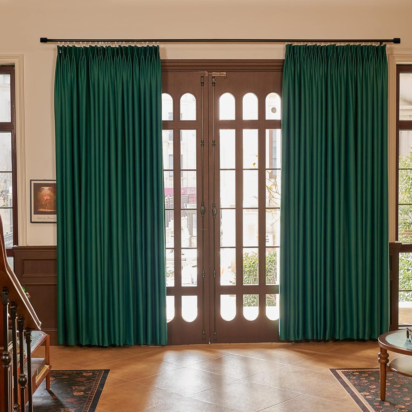 HUTO Beige Pinch Pleated Curtains Thermal Insulated Room Darkening Window Treatment Panel for Living Room, Bedroom, Kitchen, Small Window, 52 by 63 Inches Long, 1 Panel  HUTO Green 72"W X 96"L 