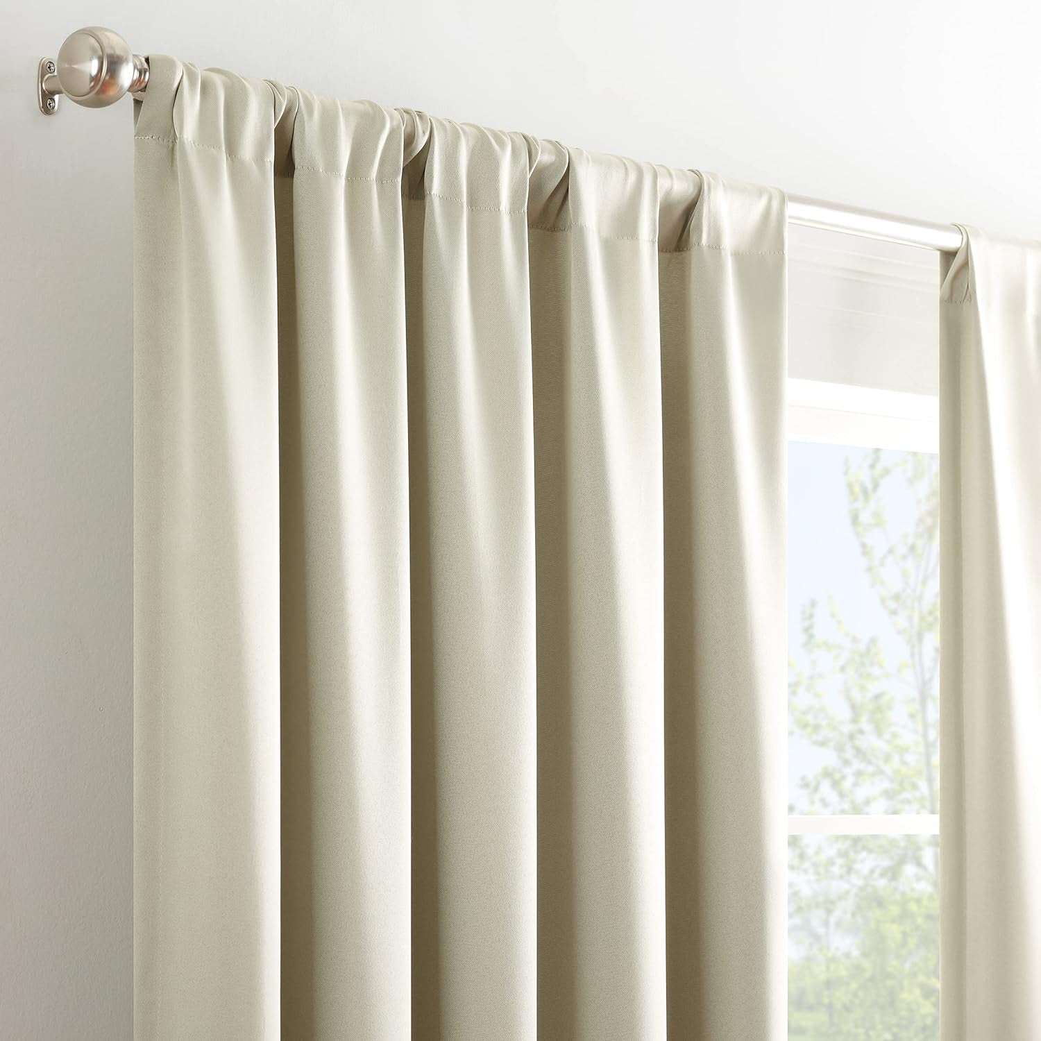 Eclipse Tricia Modern Room Darkening Thermal Rod Pocket Window Curtain for Bedroom (1 Panel), 52 in X 84 In, Stone  Keeco LLC   