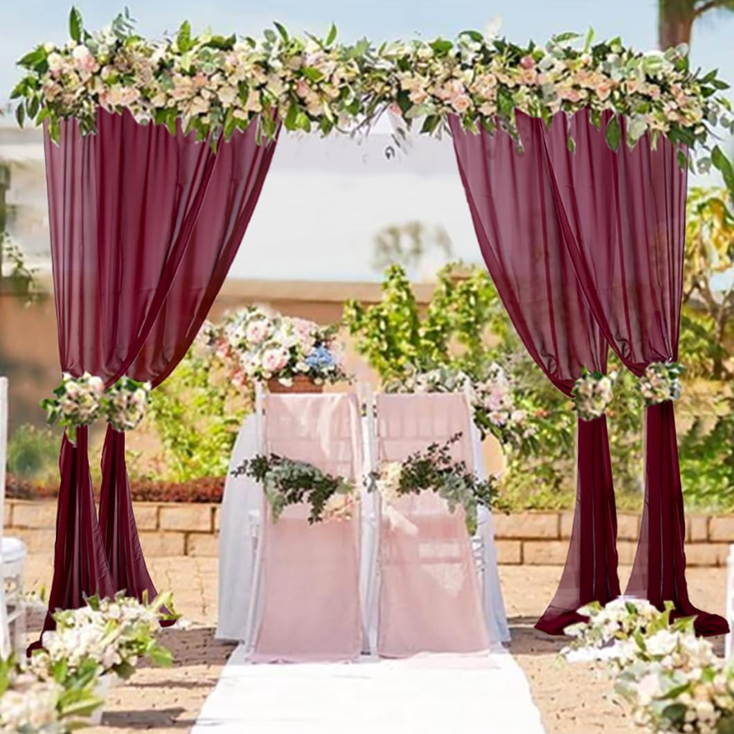 Chiffon Backdrop Curtain 5Ftx9Ft Royal Blue Voile Sheer Curtains 2 Panels Romantic Wedding Party Decor Polyester Chiffon Fabric Drapes for Party Stage(5Ftx9Ft(29"X108"X2), Royal Blue)
